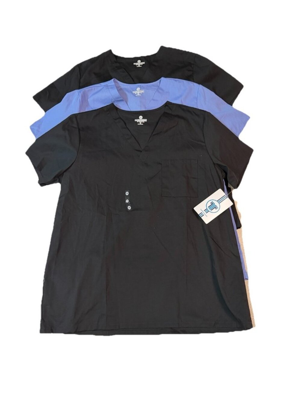 Lot Bundle of 3: White Swan V-neck Short Sleeve Unisex Scrub Tops-Medium